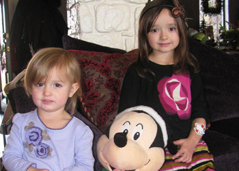 Granddaughters with Mickey Mouse